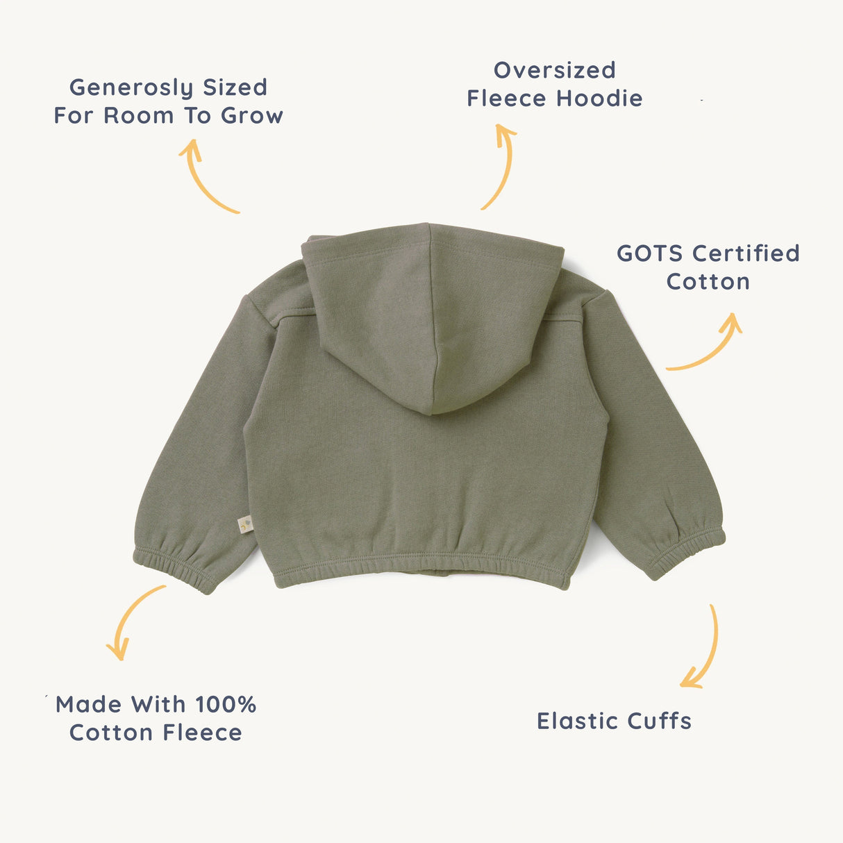 Organic Baby Toddler Hooded Jacket - Olive - HoneyBug 