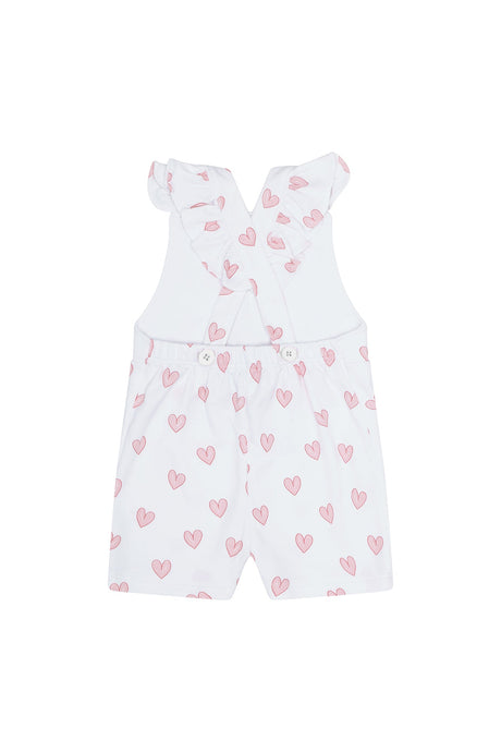 Pink Heart Print Romper - HoneyBug 