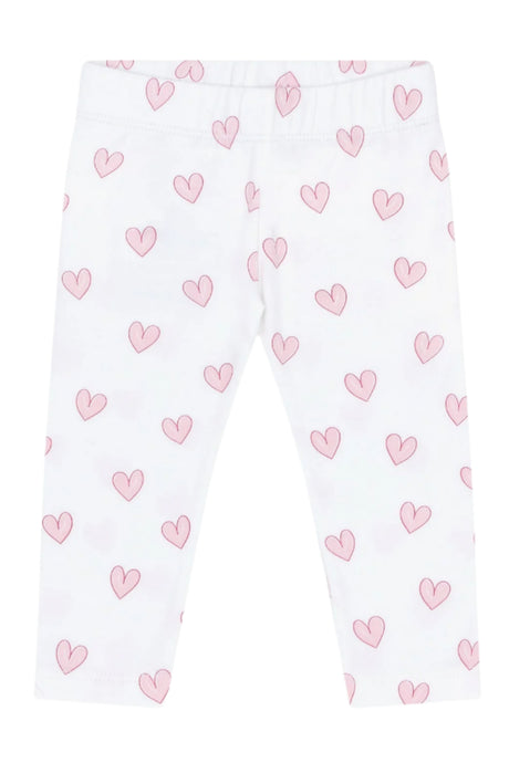 Pink Heart Print Pima Leggings - HoneyBug 