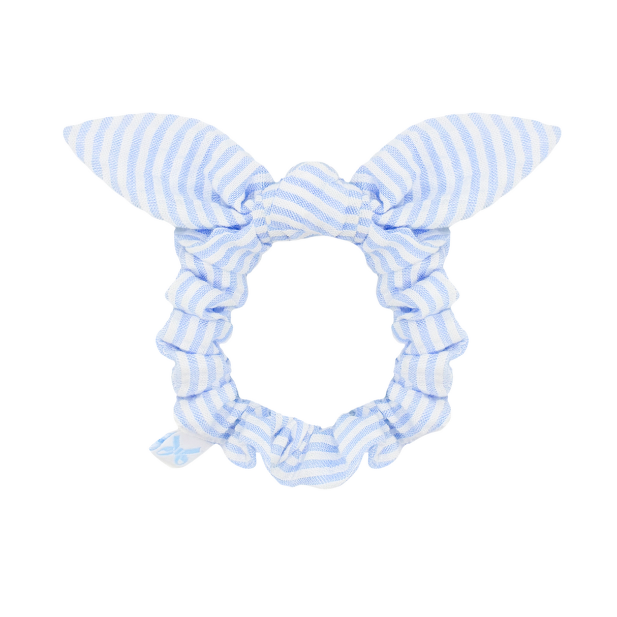 Seersucker Bow Scrunchie in Blue/White