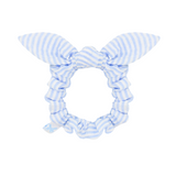 Seersucker Bow Scrunchie in Blue/White