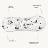 Organic Headwrap - Plum Ditsy - HoneyBug 