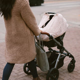 Cotton Muslin Car Seat Canopy - Taupe Cross - HoneyBug 