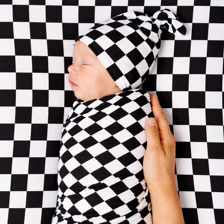 Race Black & White Checkered Stretch Swaddle