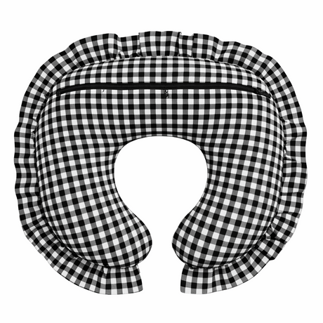 Black White Gingham Ruffle Nursing Pillow Cover
