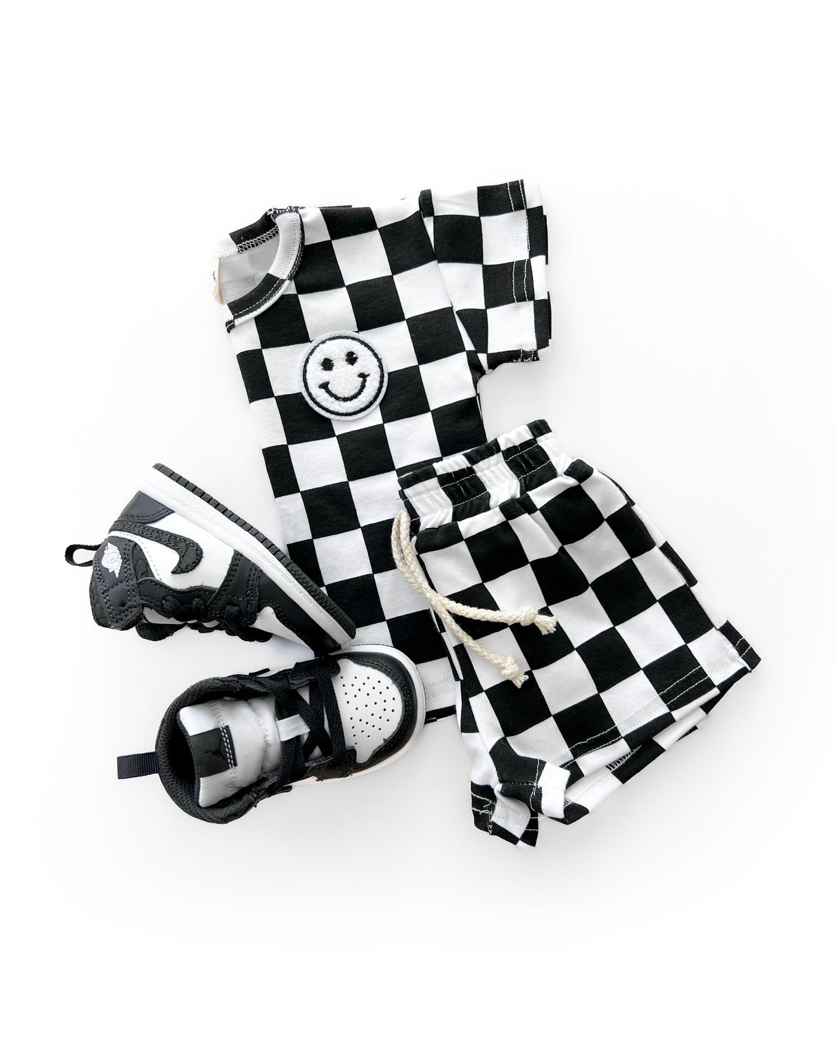 Checkered Shorts Set | Black - HoneyBug 
