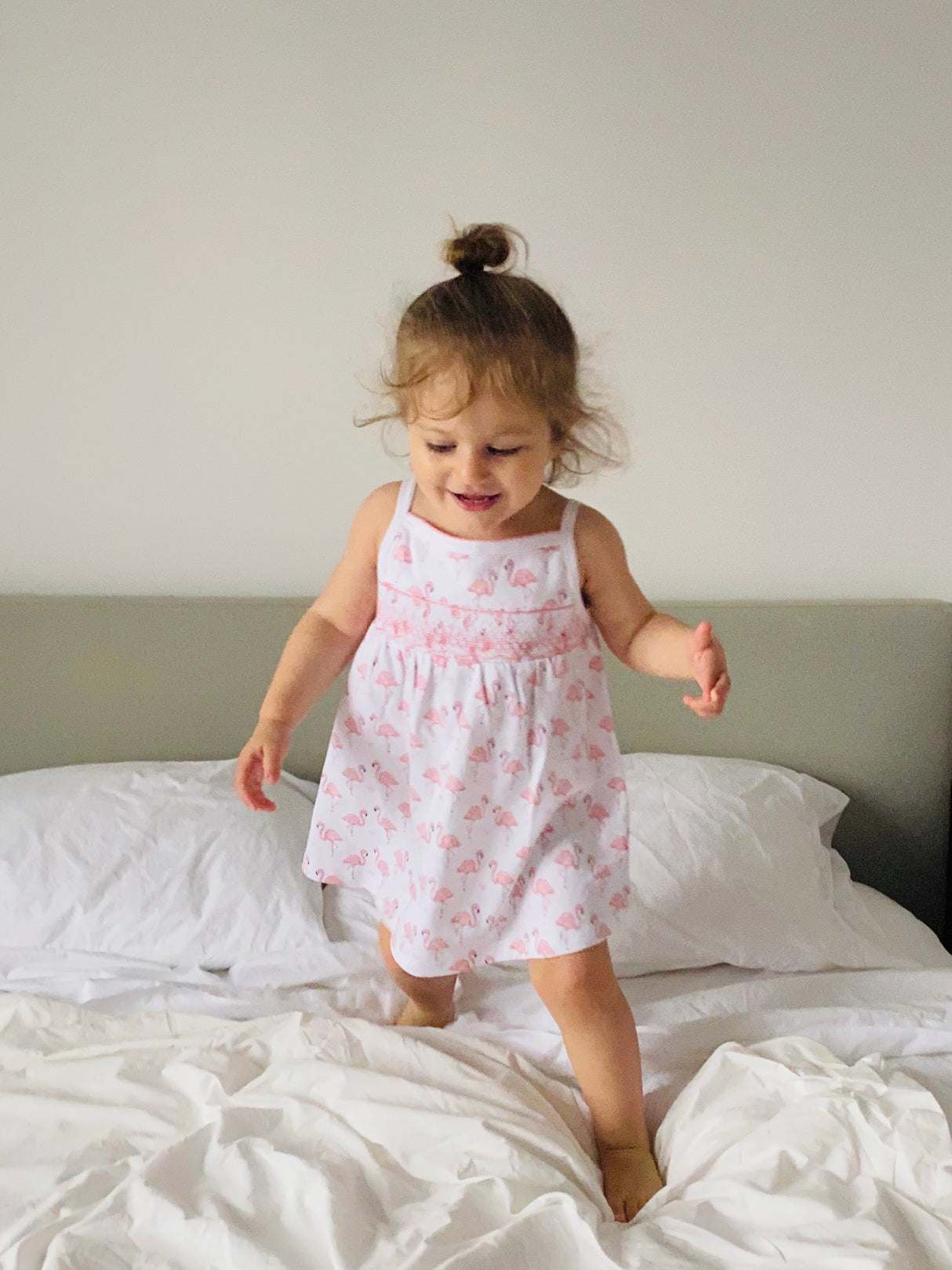 Pink Flamingo Smocked Dress - HoneyBug 