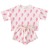 Shorts Set | Pink Bolts - HoneyBug 