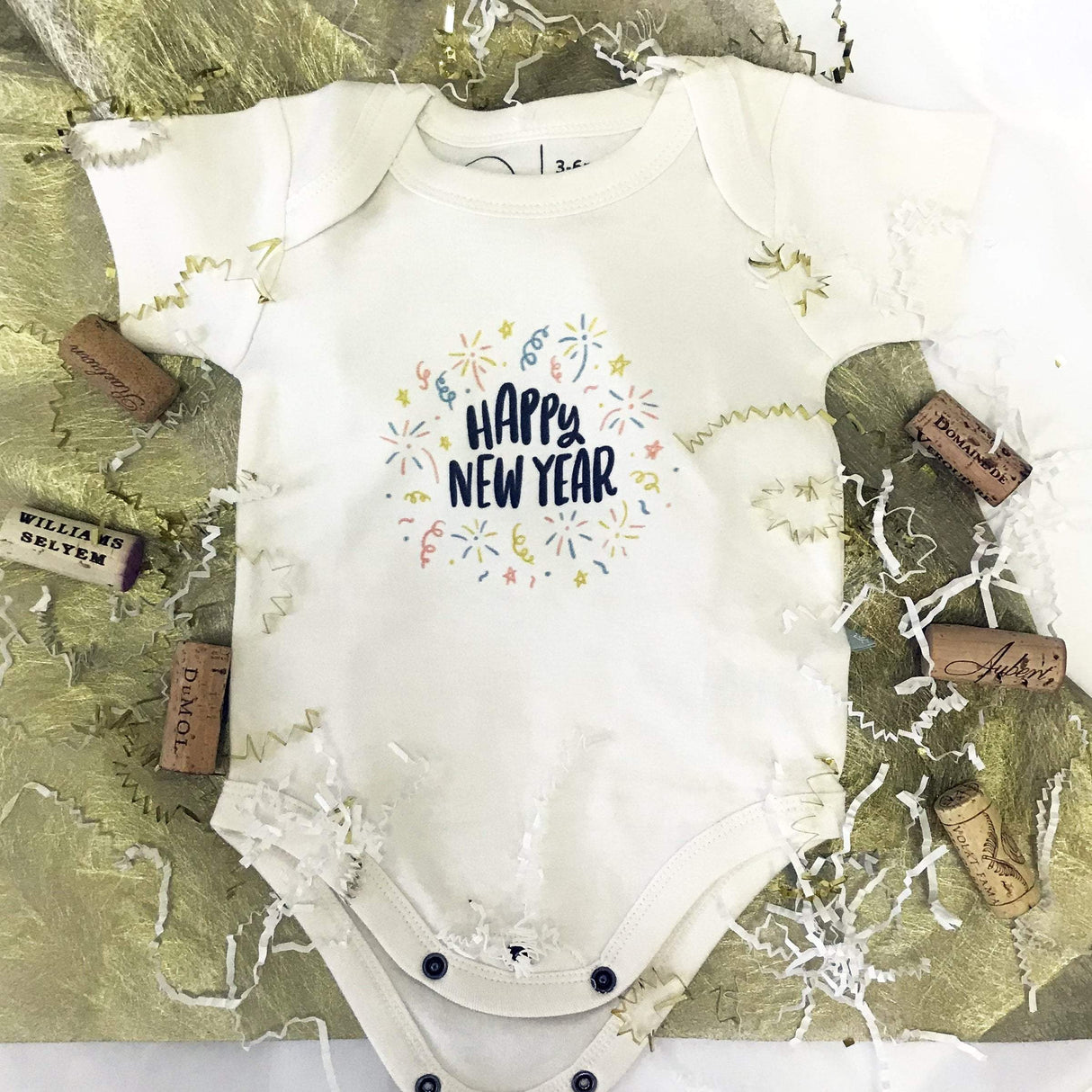 graphic bodysuit | happy new year - HoneyBug 