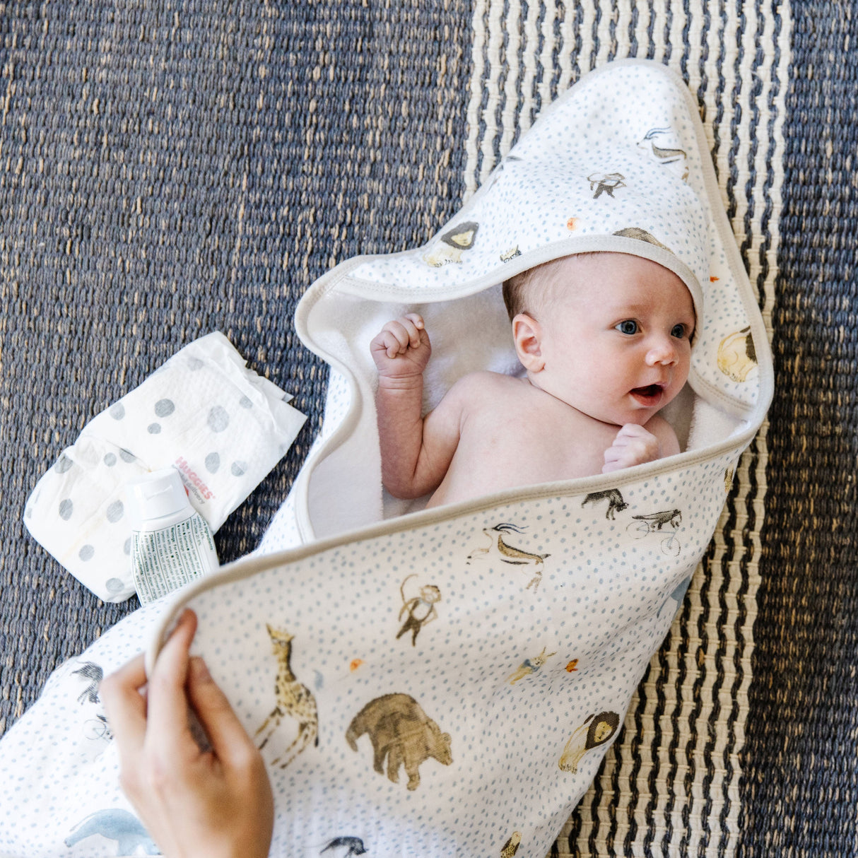 Infant Hooded Towel - Party Animals - HoneyBug 