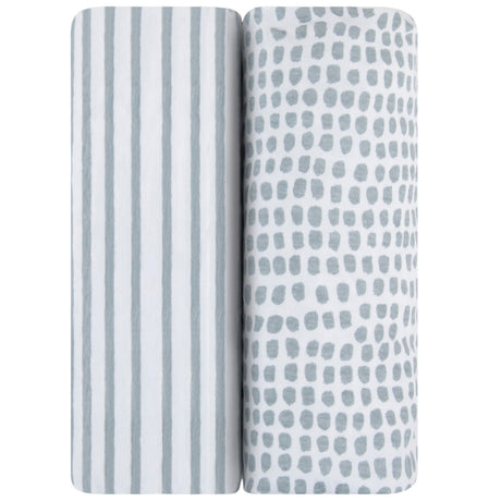 Waterproof Changing Pad Cover | Cradle Sheet Set - Misty Blue Stripes & Splash - HoneyBug 