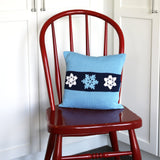 Blue Snowflake Pillow, 12"