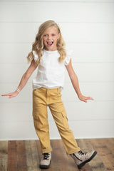 Khaki Denim Cargo Pant - HoneyBug 