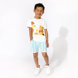 Blue Stripes Bamboo Terry Kids Daywear Shorts - HoneyBug 