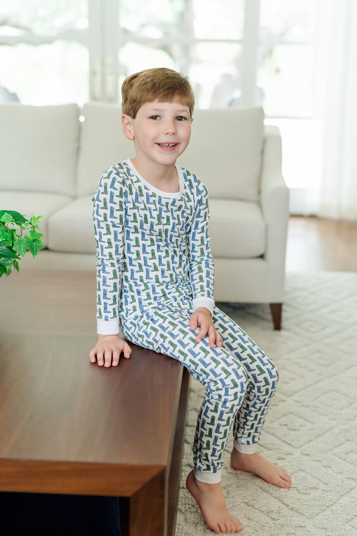Grayson Boys' Pajama Pant Set - Cowboy Boots - HoneyBug 