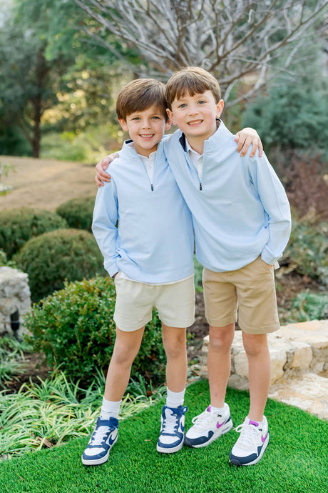 Spencer Quarter Zip Pullover - Light Blue - HoneyBug 