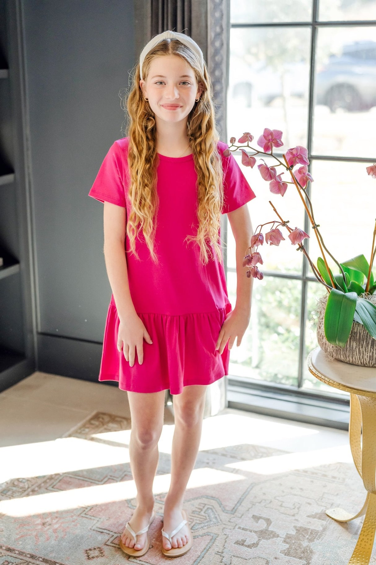 Lottie Girls' Dress - Magenta - HoneyBug 