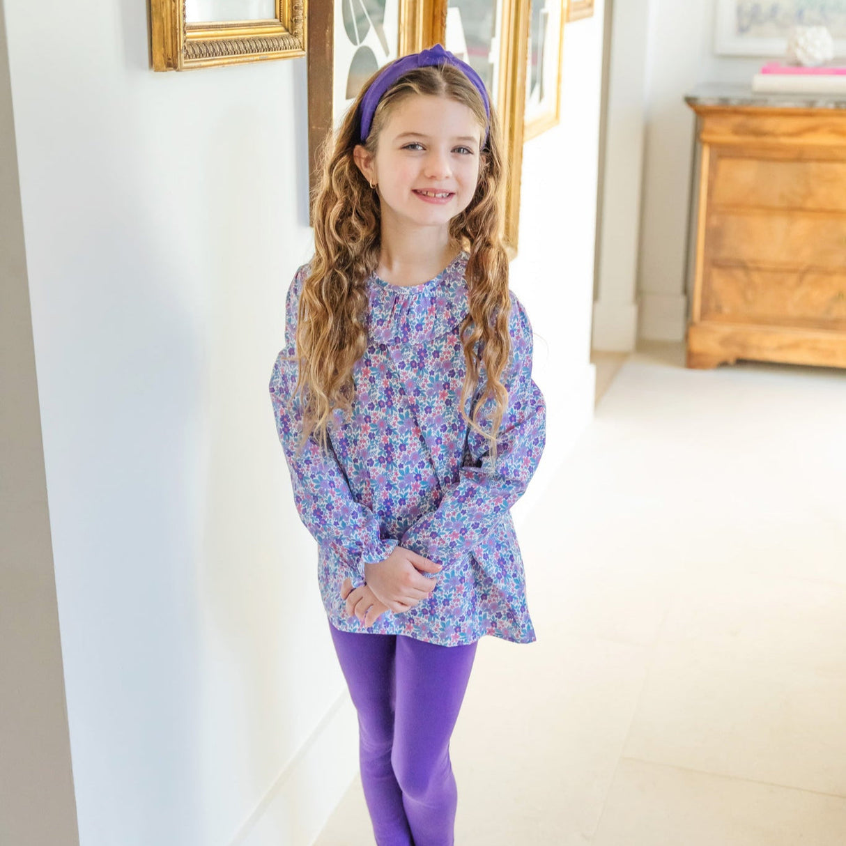 Emma Set Girls' Legging Set - Blackberry Floral - HoneyBug 