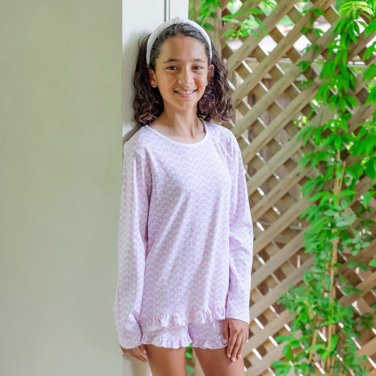 Rorie Girls' Short Set - Pretty Pink Bows - HoneyBug 