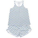 Alyssa Women's Pajama Short Set - Pickleball Blue - HoneyBug 