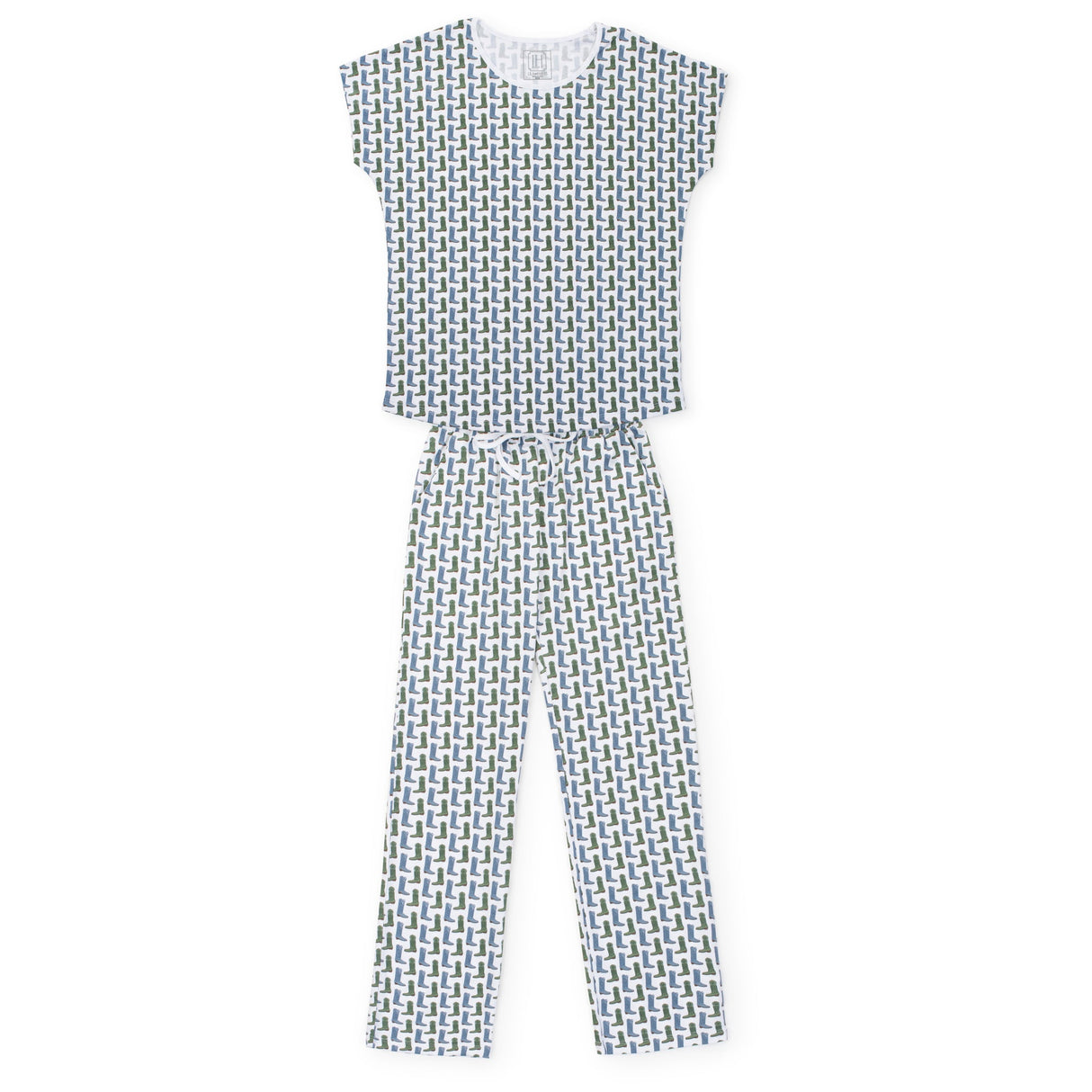 Marcia Women's Pajama Pant Set - Cowboy Boots (blue) - HoneyBug 