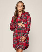 Women's Brushed Twill Maternity Nightshirt in Imperial Tartan - HoneyBug 