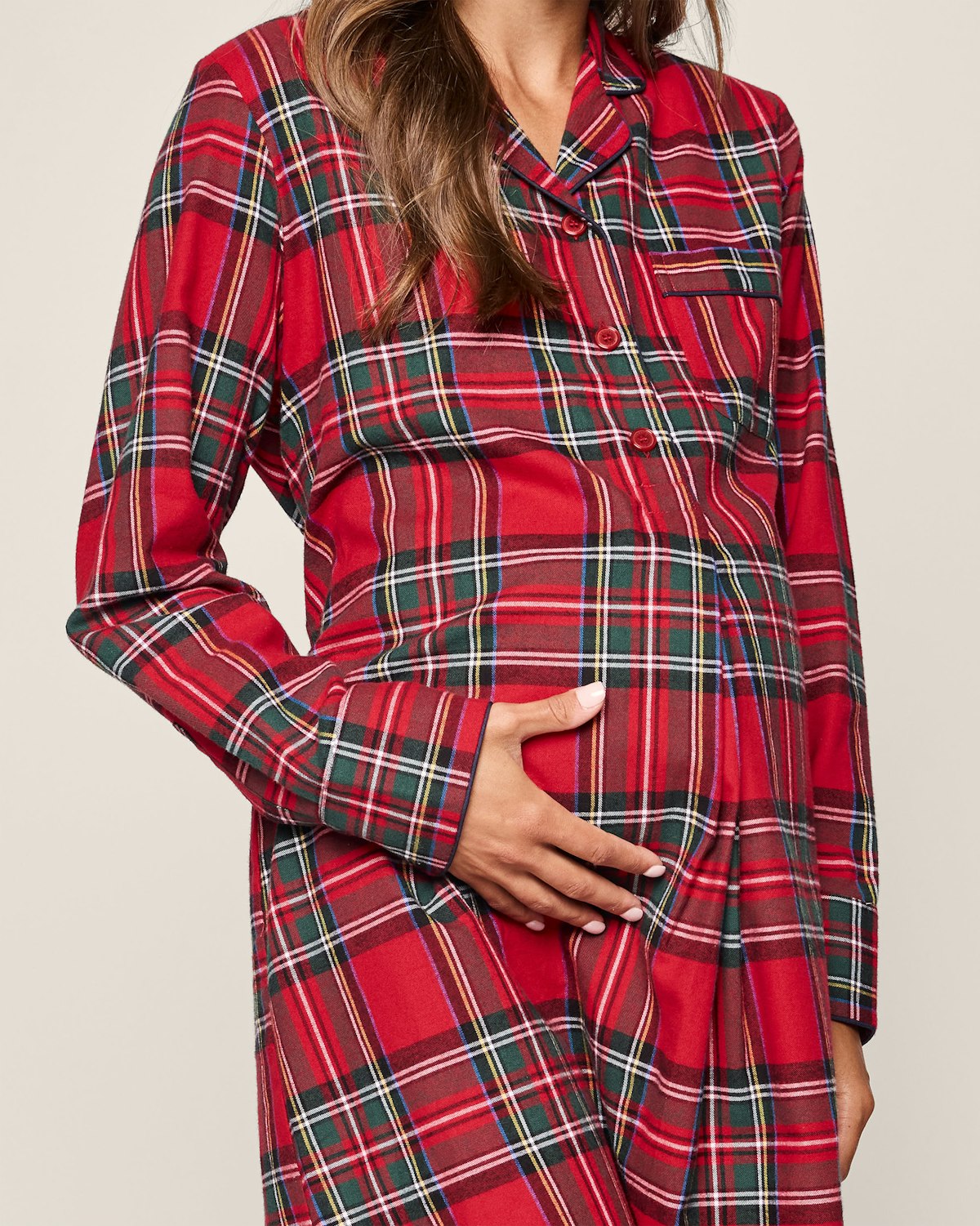 Women's Brushed Twill Maternity Nightshirt in Imperial Tartan - HoneyBug 