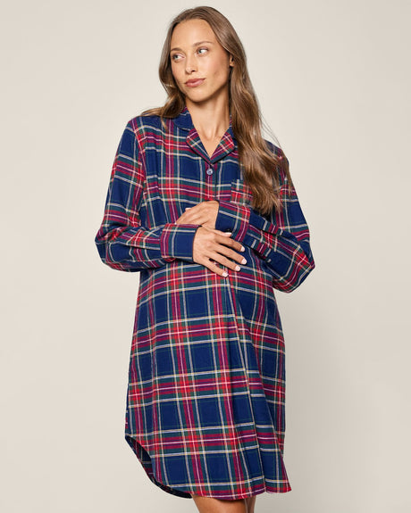 Women's Brushed Twill Maternity Nightshirt in Windsor Tartan - HoneyBug 