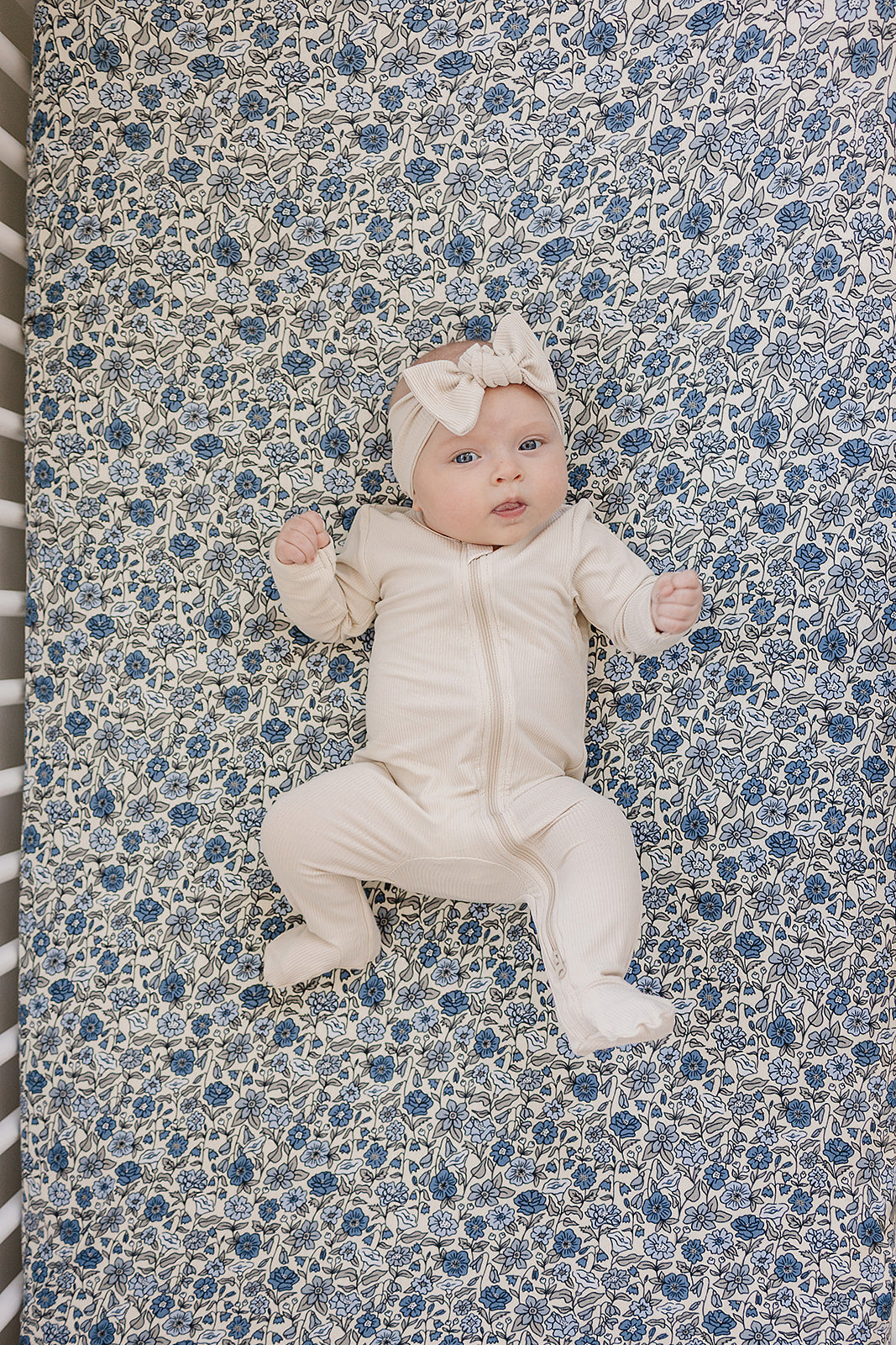 Bluebell Pointelle Bamboo Stretch Crib Sheet - HoneyBug 