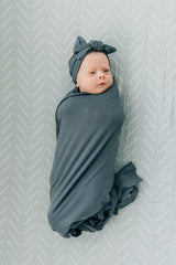 Charcoal Bamboo Hat OR Head Wrap Set - HoneyBug 