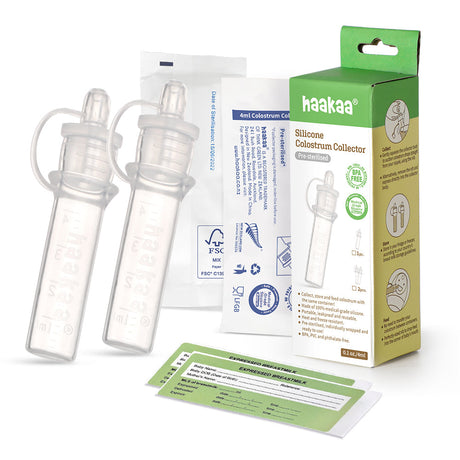 Haakaa Silicone Colostrum Collectors 4 ml, 2 PK (Pre-Sterilized) - HoneyBug 
