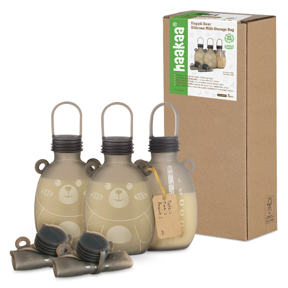 Haakaa Happii Bear Silicone Milk Storage Bag (9oz/260ml) - HoneyBug 