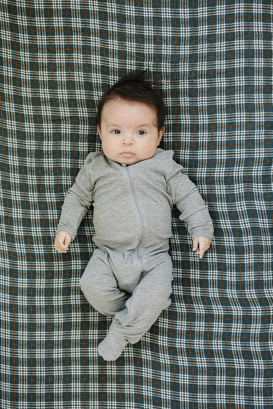 Navy Plaid Muslin Crib Sheet - HoneyBug 