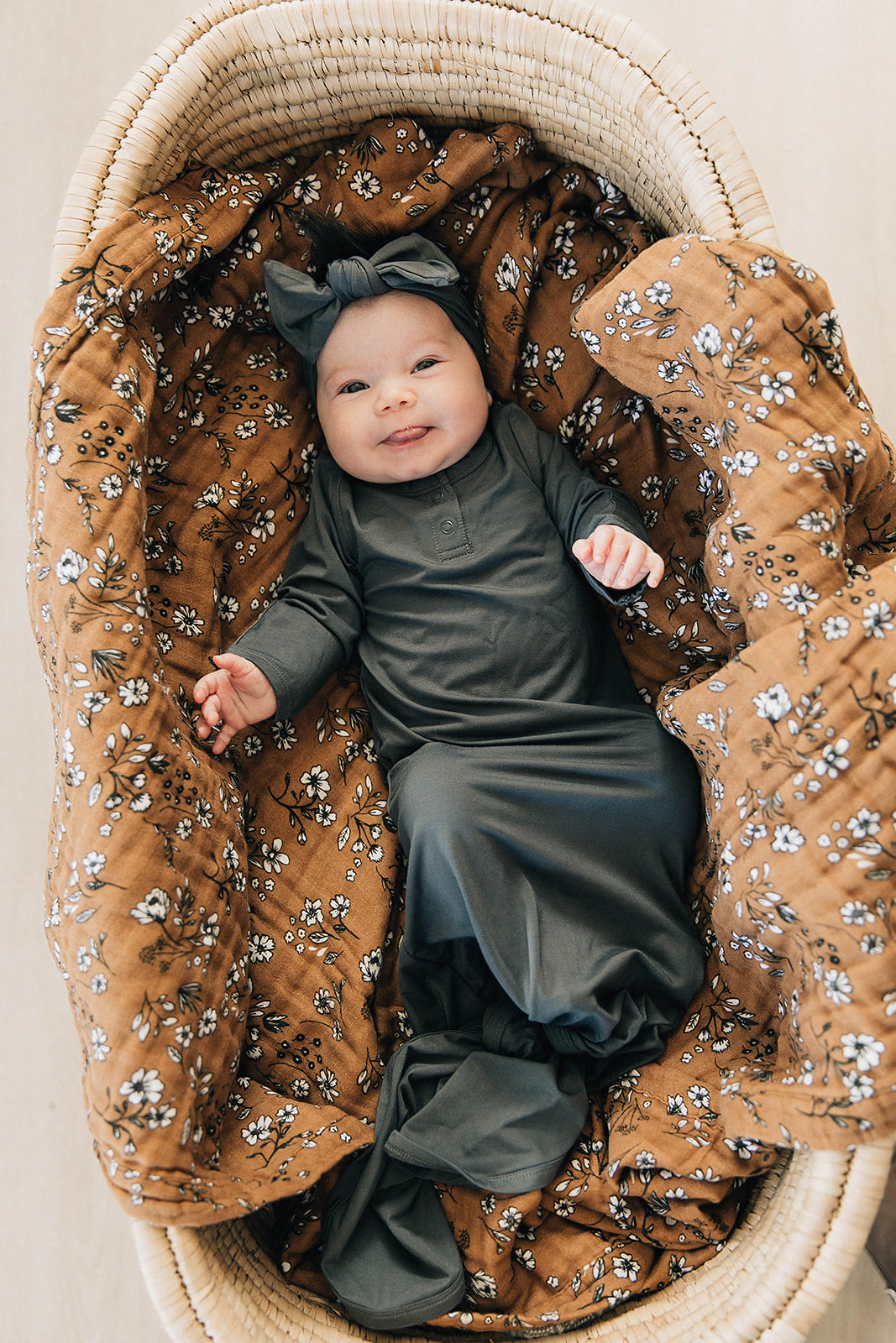 Charcoal Bamboo Knot Gown - HoneyBug 