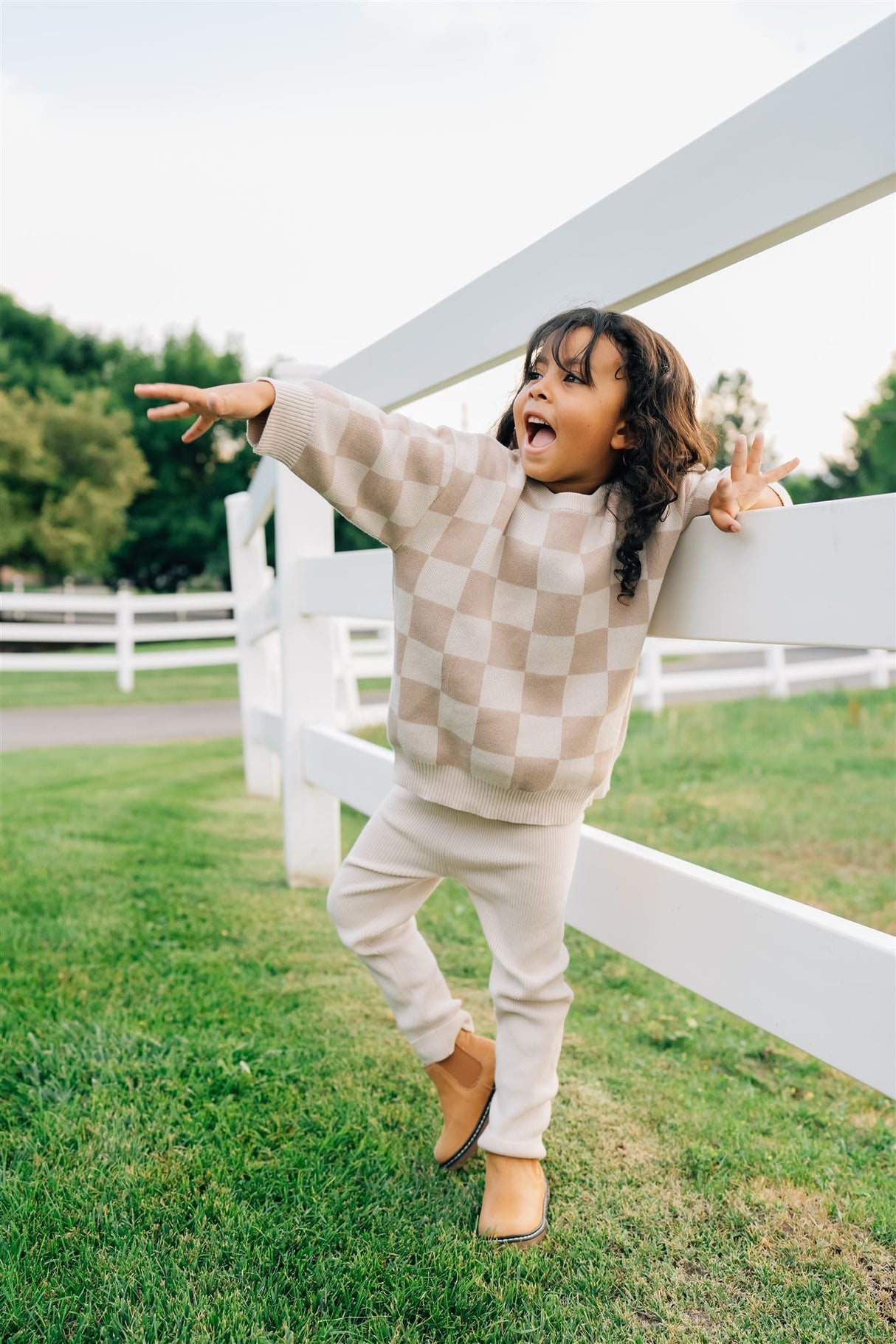 Cream Knit Leggings - HoneyBug 