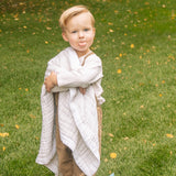 Cotton Muslin Baby Quilt - Tan Gingham - HoneyBug 