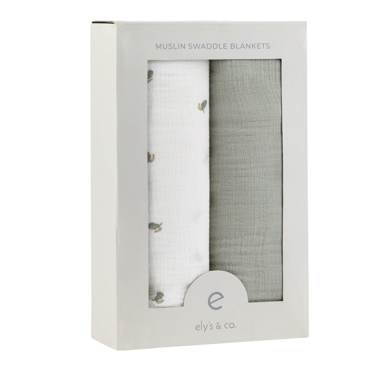 2 Pack Cotton Muslin Swaddle Blanket - Sage Pear & Solid Sage - HoneyBug 