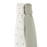 2 Pack Cotton Muslin Swaddle Blanket - Sage Pear & Solid Sage - HoneyBug 