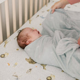 Cotton Muslin Swaddle Blanket - Blue Rainbow - HoneyBug 
