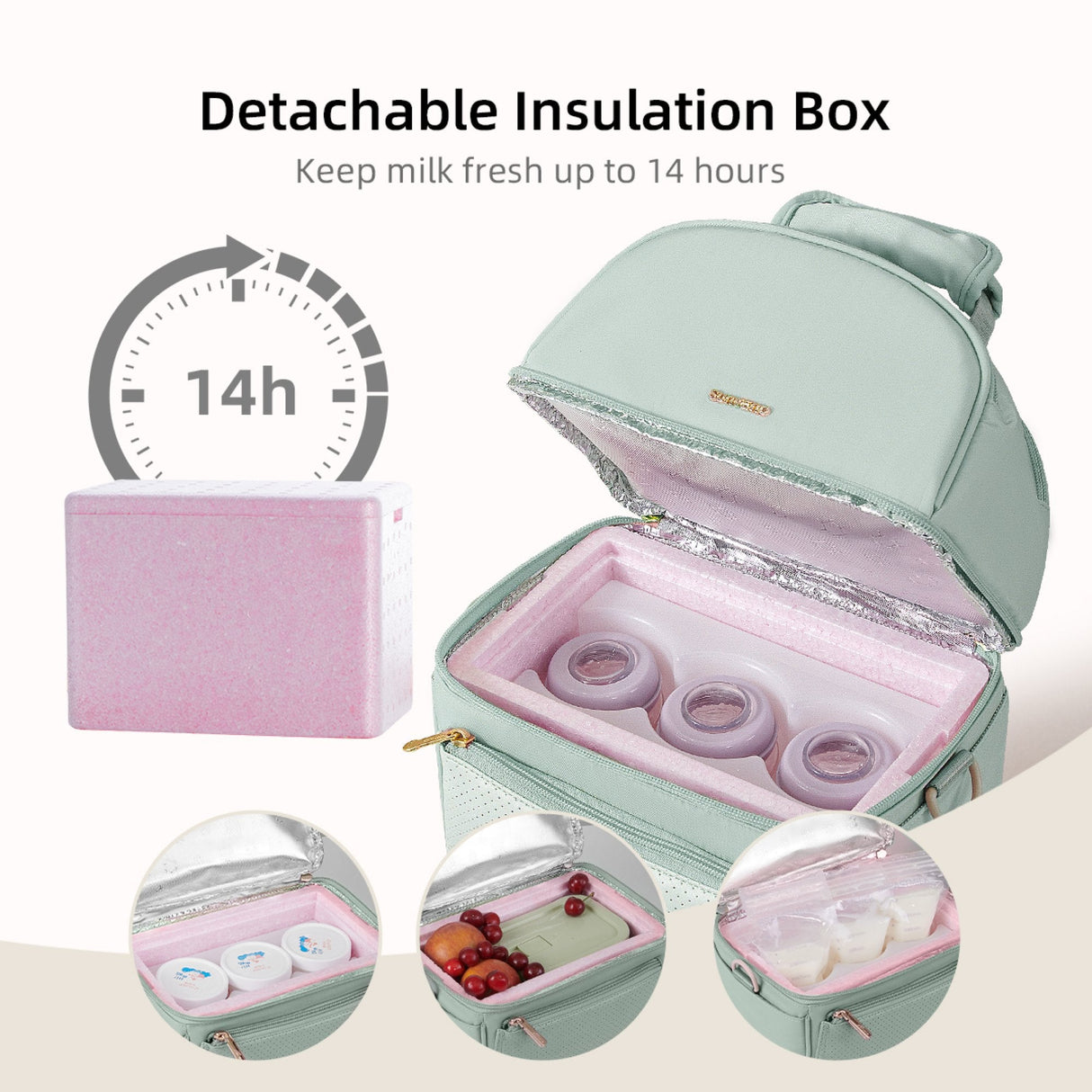 Breastmilk Cooler Bag with Detachable Insulation Box Set