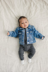 Charcoal Organic Snap Long Sleeve Ribbed Bodysuit - HoneyBug 