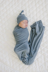 Dusty Blue Bamboo Stretch Swaddle - HoneyBug 
