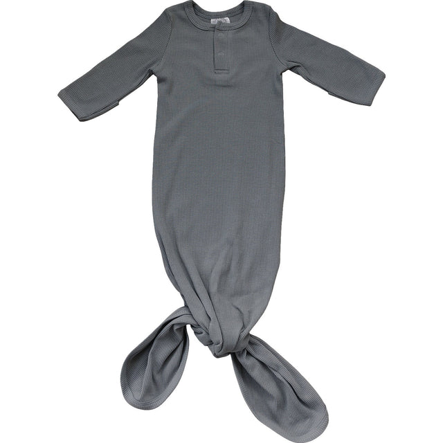 Grey Organic Cotton Ribbed Knot Gown - HoneyBug 