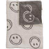Charcoal Smiley Plush Blanket - HoneyBug 