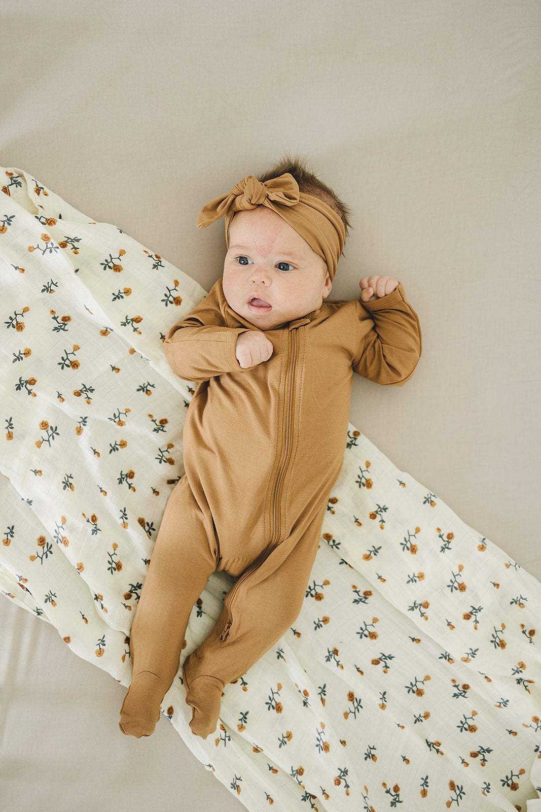 Mustard Bamboo Footed Zipper - HoneyBug 