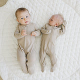 Oatmeal Organic Cotton Ribbed Zipper - HoneyBug 