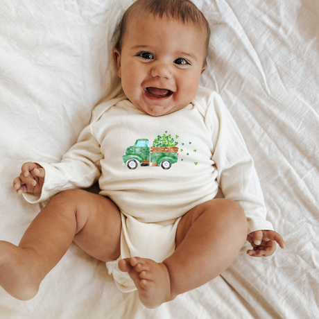 Shamrock Truck Organic Baby Bodysuit Long Sleeve
