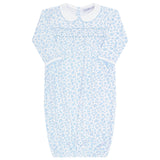 Blue Cheetah Print Smocked Gown