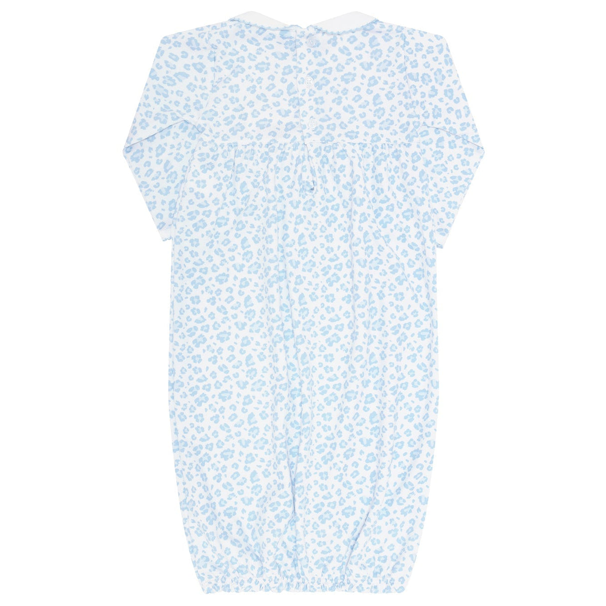 Blue Cheetah Print Smocked Gown