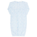 Blue Cheetah Print Smocked Gown